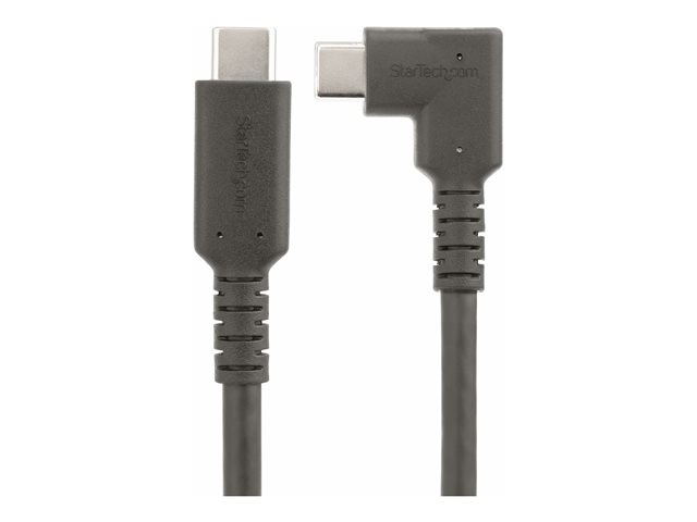 StarTech 1.6ft (50cm) Rugged Right Angle USB-C Cable, USB 3.2 Gen 2 (10 Gbps), USB C to C Data Transfer Cable, 4K 60Hz DP Alt Mode, 100W Power Delivery - 90 Degree USB-C Cable (RUSB31CC50CMBR) - USB cable - USB-C (M) straight to USB-C (M) right-angled - U