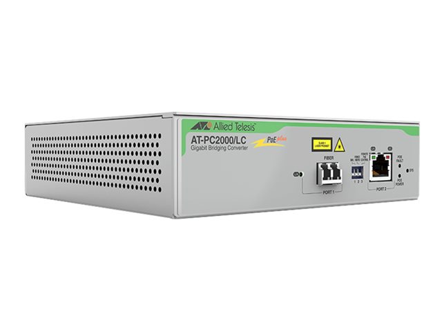 Allied Telesis AT PC2000/LC - fibre media converter - 10Mb LAN, 100Mb LAN, 1GbE - TAA Compliant