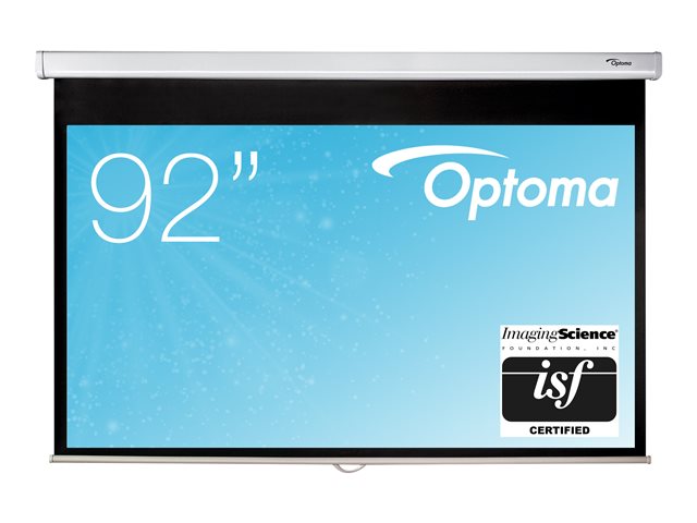 Optoma DS-9092PWC 16:9 Pull Down Projector Screen, 92 Inch, 2030x1145, 1 Year RTB Warranty
