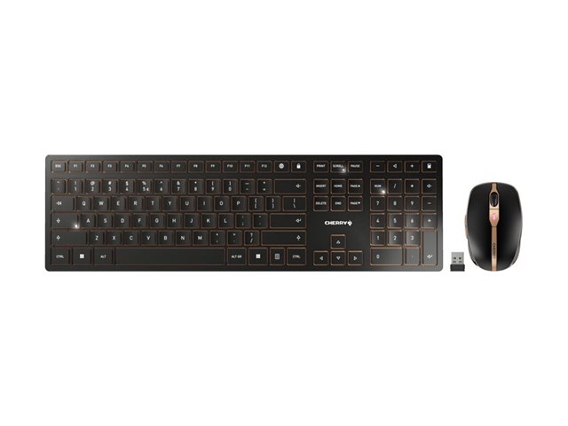 CHERRY DW 9100 SLIM - Keyboard and mouse set - wireless - 2.4 GHz, Bluetooth 4.2 - QWERTY - US with Euro symbol - key switch: CHERRY SX - black/bronze