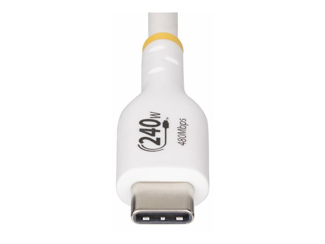 StarTech 3m USB C Charging Cable, USB-IF Certified USB-C Cable, 240W - USB cable - USB-C (M) to USB-C (M) - USB 2.0 - 48 V - 5 A - 3 m - halogen-free, passive, extended power range (EPR), USB Power Delivery (240W), Power Delivery 3.1 support - white