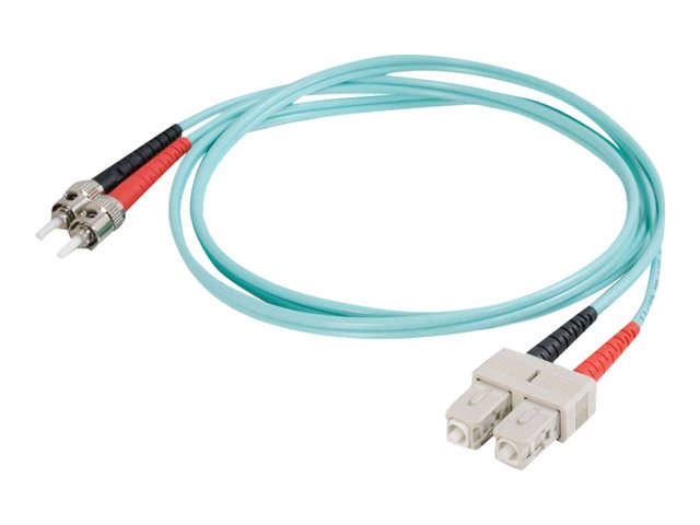 C2G SC-ST 10Gb 50/125 OM3 Duplex Multimode PVC Fiber Optic Cable (LSZH) - Network cable - ST multi-mode (M) to SC multi-mode (M) - 5 m - 5 m - fibre optic - duplex - 50 / 125 micron - OM3 - halogen-free - aqua