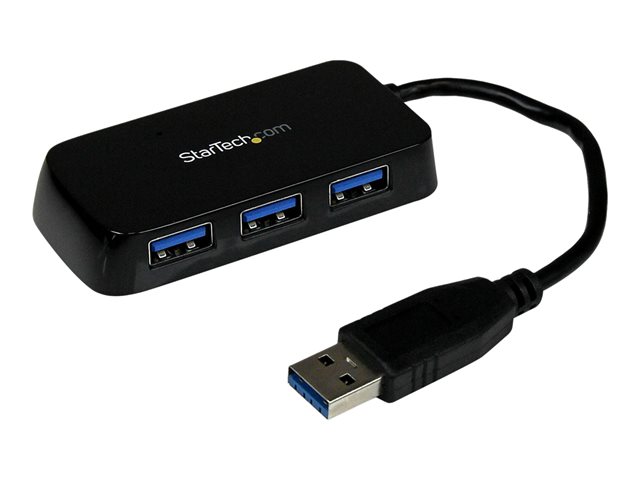 Startech 4-Port USB 3.0 SuperSpeed Hub - Portable Mini Multiport USB Travel Dock - USB Extender Black for Business PC/Mac, laptops (ST4300MINU3B) - Hub - 4 x SuperSpeed USB 3.0 - desktop - for P/N: FCREADMICRO3, MSDREADU3CA, USB3S2ESATA3
