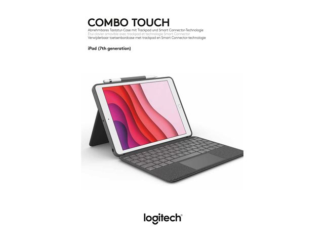 Logitech Combo Touch - Keyboard and folio case - with trackpad - backlit - Apple Smart connector - QWERTY - UK - graphite - for Apple 10.2-inch iPad (7th generation, 8th generation, 9th generation)
