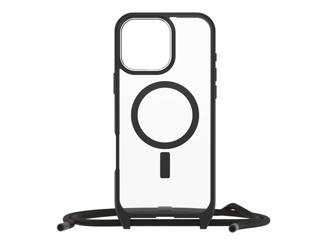 OtterBox React Series - Back cover for mobile phone - necklace - MagSafe compatibility - black crystal (clear/black) - for Apple iPhone 16 Pro Max
