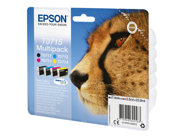 Epson T0715 Multipack - 4-pack - black, yellow, cyan, magenta - original - ink cartridge