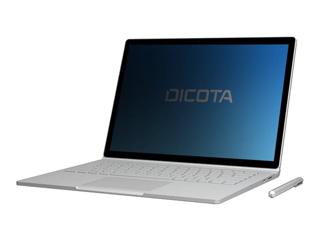DICOTA Secret 4-Way Privacy Filter for Microsoft Surface Book. With this installed, the view directly in front is unaffected but it prevents unwanted eyes from seeing what you see.  This model is a 4-way version which protects from all four directions (le