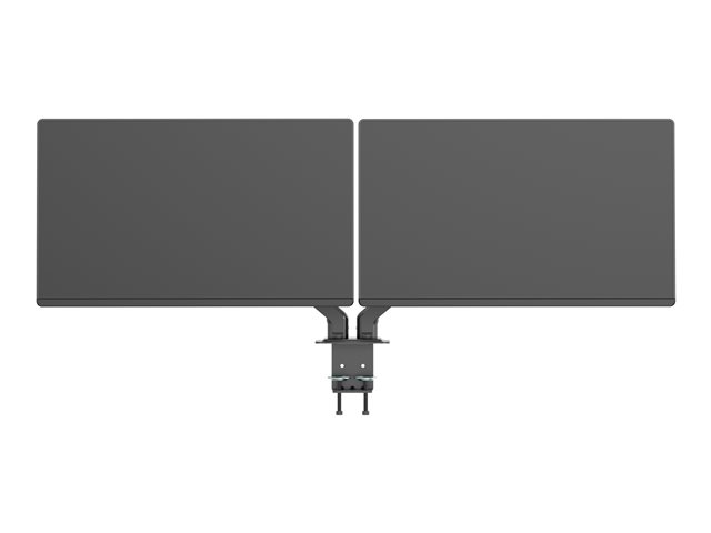 Monitor desk arm mount - fits two displays 17 to 27" with VESA sizes 75 x 75 or 100 x 100 - quick clamp or grommet to desk - rotate display - spring assisted weight balancing system - max between screen centres 630 mm - swl 7 kg per screen - matt black