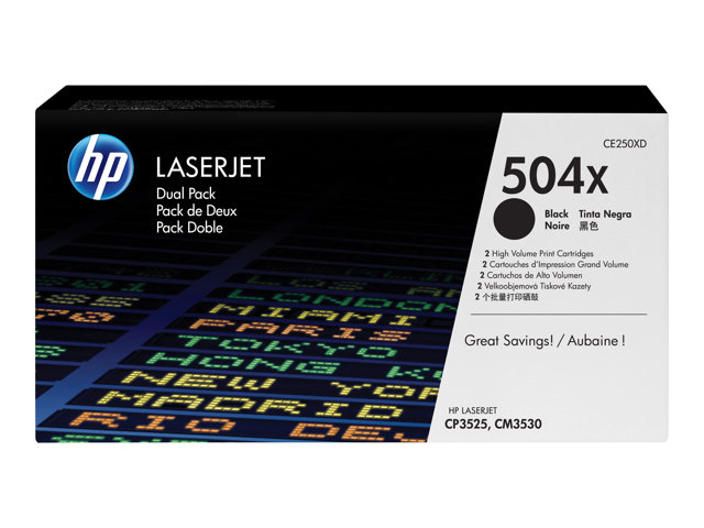 HP 504X - 2-pack - High Yield - black - original - LaserJet - toner cartridge (CE250XD)