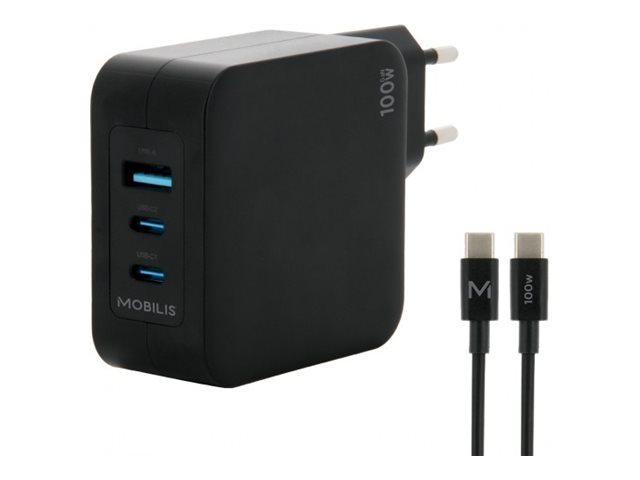 Mobilis power adapter - fast, gan - USB, 2 x USB-C - 100 Watt