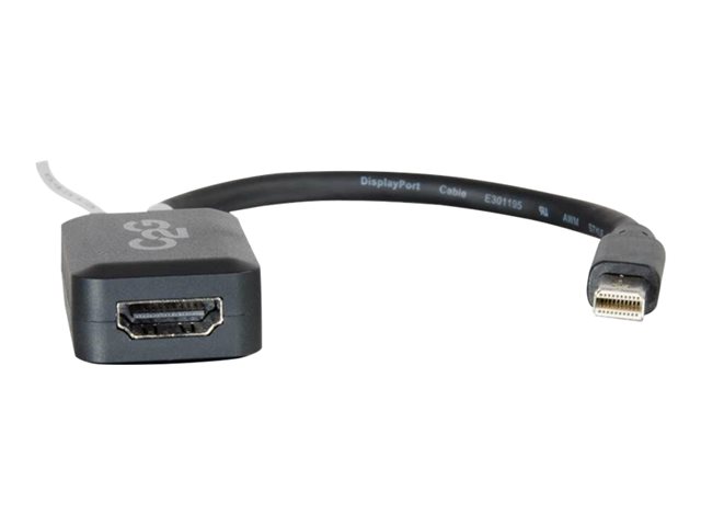 C2G 20cm Mini DisplayPort to HDMI Adapter - Thunderbolt to HDMI Converter M/F - Black - DisplayPort cable - 20 cm