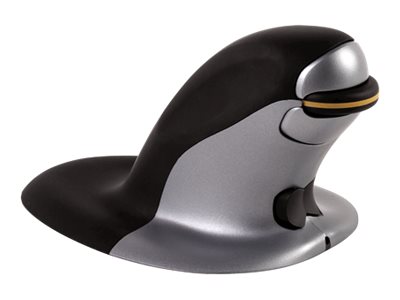Fellowes Penguin Large - vertical mouse - 2.4 GHz - black, silver