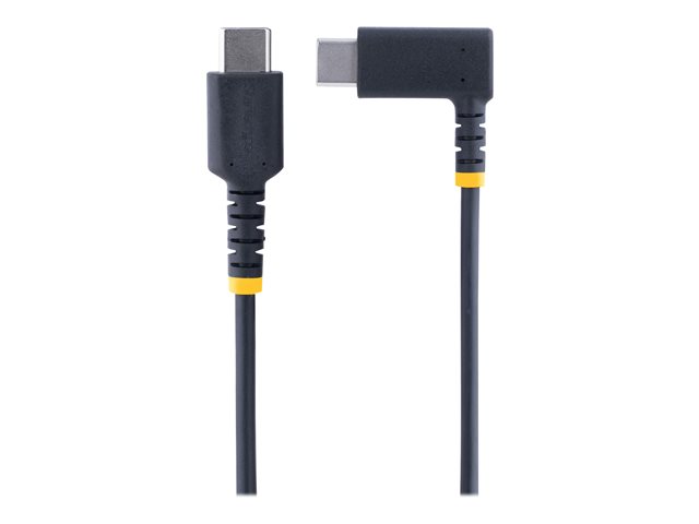StarTech 3ft (1m) USB C Charging Cable Right Angle, 60W PD 3A, Heavy Duty Fast Charge USB-C Cable, USB 2.0 Type-C, Durable and Rugged Aramid Fiber, S20/iPad/Pixel - High Quality USB Charging Cord (R2CCR-1M-USB-CABLE) - USB cable - USB-C (M) straight to US