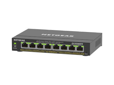 NETGEAR Plus GS308EPP - Switch - smart - 8 x 10/100/1000 (PoE+) - desktop, wall-mountable - PoE+ (123 W)