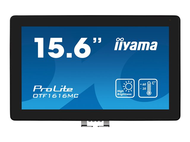 iiyama ProLite OTF1616MC-B1 - LED monitor - 15.6" - open frame - touchscreen - 1920 x 1080 Full HD (1080p) @ 60 Hz - VA - 1100 cd/m² - 800:1 - 25 ms - HDMI, VGA, DisplayPort - black