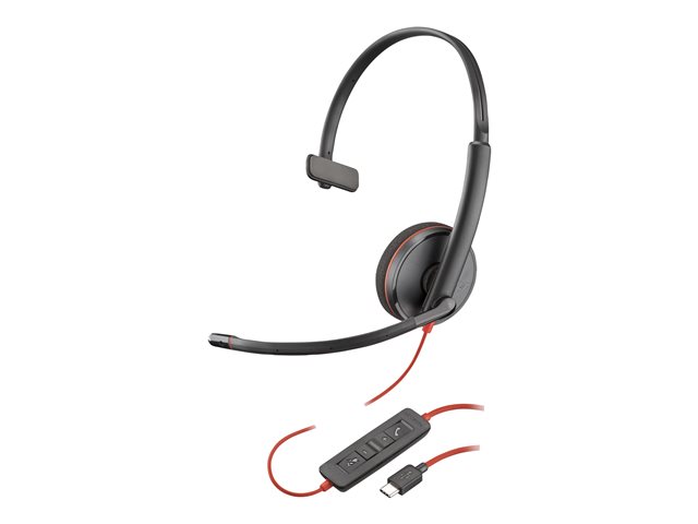 Poly Blackwire 3210 - Blackwire 3200 Series - headset - on-ear - wired - USB-C - black - Skype Certified, Cisco Jabber Certified, Avaya Certified