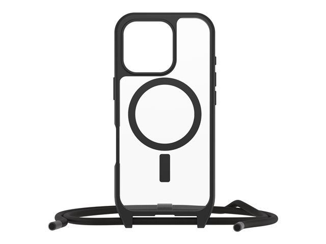 OtterBox React Series - Back cover for mobile phone - necklace - MagSafe compatibility - black crystal (clear/black) - for Apple iPhone 16 Pro
