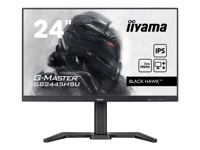 iiyama G-MASTER Black Hawk GB2445HSU-B2 - LED monitor - 24" - 1920 x 1080 Full HD (1080p) @ 100 Hz - IPS - 300 cd/m² - 1300:1 - 1 ms - HDMI, DisplayPort - speakers - matte black