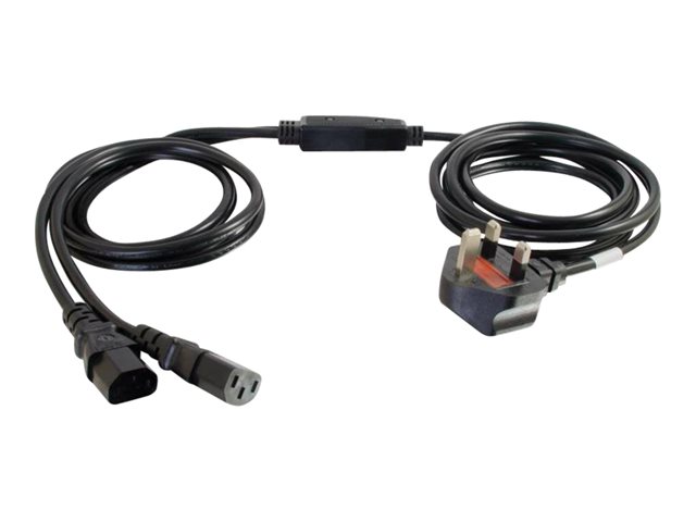 C2G Power Cord Splitter - Power splitter - BS 1363 (M) to power IEC 60320 C13 - AC 250 V - 3 m - molded - black - United Kingdom