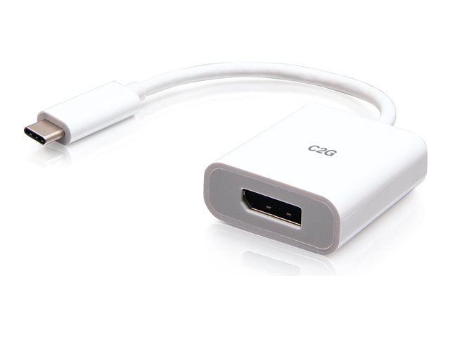 C2G USB-C to DisplayPort Adapter Converter - 4K 60Hz - White - Adapter - USB-C (M) to DisplayPort (F) - Thunderbolt 3 / Thunderbolt 4 - 4K60Hz support - white