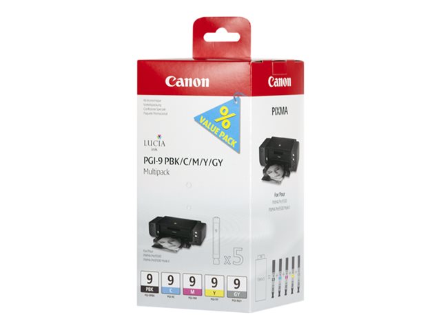 Canon PGI-9P BKCMYGY - 1034B013 - 1 x grey,1 x Yellow,1 x Cyan,1 x Magenta,1 x Photo Black - Multipack - Ink tank - For PIXMA iX7000,MX7600,Pro9500,Pro9500 Mark II