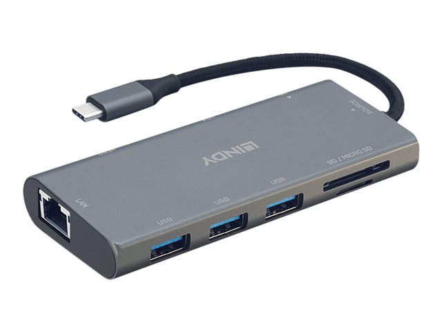 LINDY USB 3.1 Type C Multi-Port Converter - docking station - USB-C - VGA, HDMI - GigE