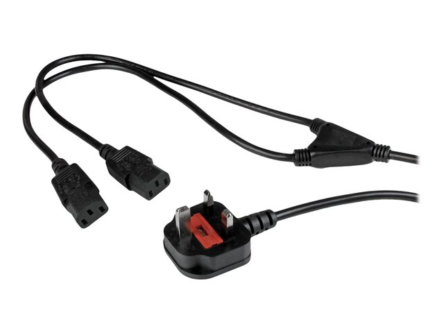 StarTech.com 6ft (2m) UK Computer Power Cable Y Splitter, 18AWG, BS 1363 to 2x C13 Power Cord, 10A 250V, Replacement AC Power Cord, Monitor Power Cable, BS 1363 to 2x IEC C13 Kettle Lead - PC Power Supply Cable - power splitter - BS 1363 to power IEC 6032