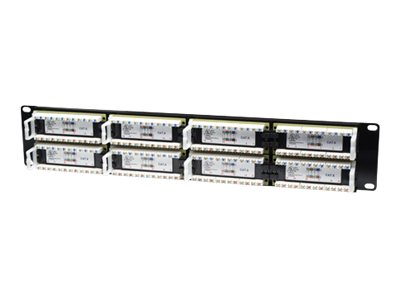 Intellinet Patch Panel, Cat6, UTP, 48-Port, 2U, Black - patch panel - 2U - 19"