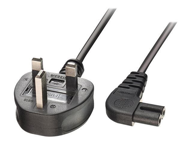 0.5M MAINS POWER CABLE UK 3PIN PLUG TO RIGHT ANGLED IEC C