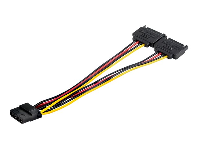 StarTech.com Dual SATA to LP4 Power Doubler Cable Adapter, 2 SATA to 4 Pin LP4 Internal PC Peripheral Power Supply Connector, SATA Y Cable, Male/Female, 18 AWG Wire, 9 Amps at 12V (108W) - 18AWG Copper Wires (DSATPMOLP4) - power adapter - SATA power to 4
