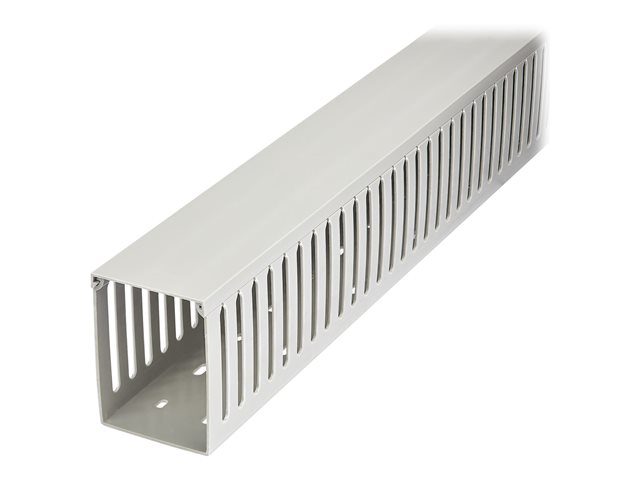 Startech Open Slot Cable Management Raceway with Cover, 3"(75mm)W x 3-7/8"(10cm)H, 6.5ft(2m) length, 1/4"(8mm) Slots, PVC Network Cord Hider/Wall Wire Duct, Max 240 Cables, UL Listed - UL94 V0, M1 Fire Rated (CBMWD75100) - Cable raceway - 2 m - grey - TAA