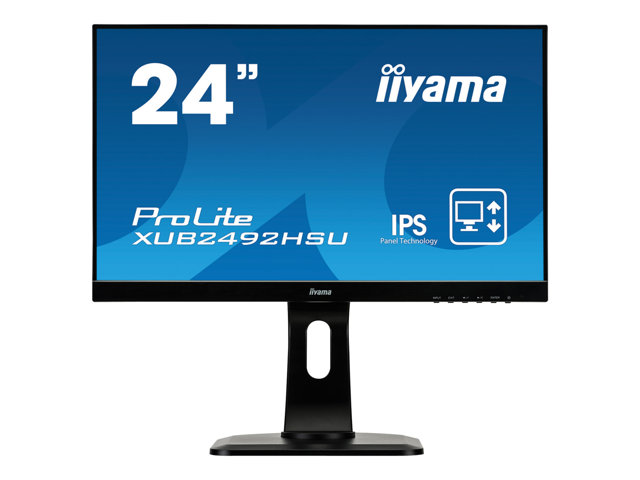 Iiyama ProLite XUB2492HSU-B1 24in IPS, Full HD, Black, Ultra Slim Bezel, HDMI, Display Port, USB Hub, Height Adjustable Speakers