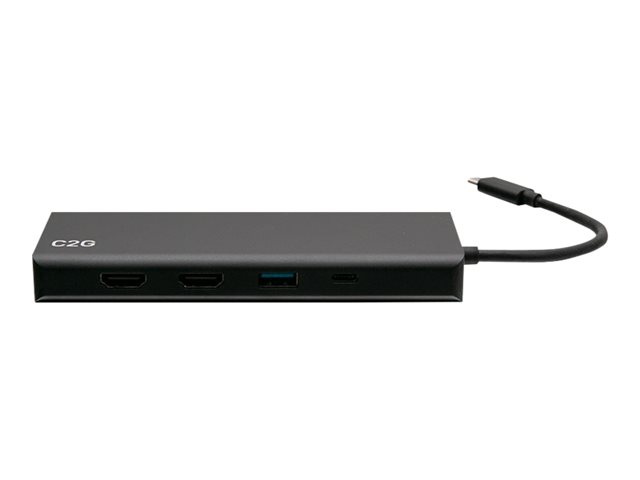 C2G USB C Docking Station - Dual Monitor Docking Station with 4K HDMI, USB, Ethernet, and AUX - Power Delivery up to 60W - docking station - USB-C / Thunderbolt 3 - 2 x HDMI - 1GbE - TAA Compliant
