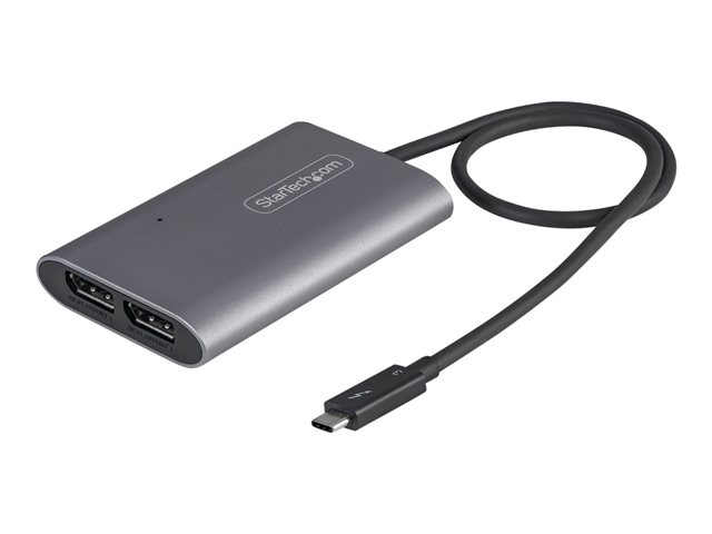 StarTech.com Thunderbolt 3 to Dual DisplayPort Adapter DP 1.4, Dual 4K 60Hz or Single 8K/5K Thunderbolt 3 to DP Adapter, TB3 to 2x DisplayPort Monitor Video Display Adapter, Mac/Windows - TB3 to DP 1.4 Adapter - USB / DisplayPort adapter - USB-C to Displa