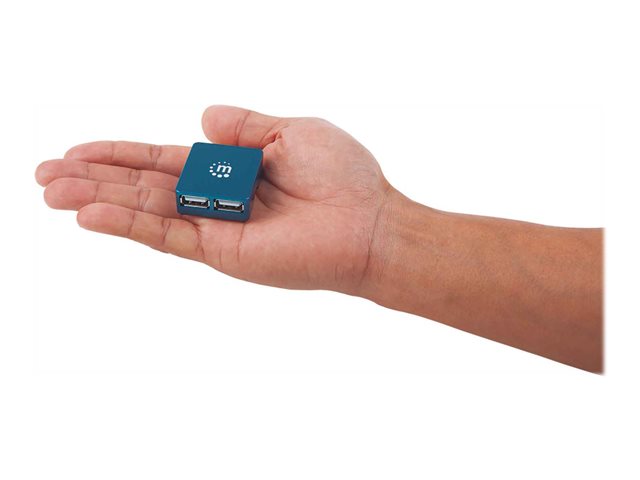 USB-A 4-PORT MICRO HUB USB 2.0- BUS POWER BLUE