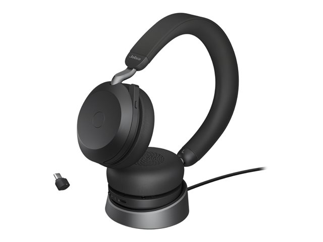 Jabra Evolve2 75 - Headset - on-ear - Bluetooth - wireless - active noise cancelling - USB-C - noise isolating - black - Optimised for UC