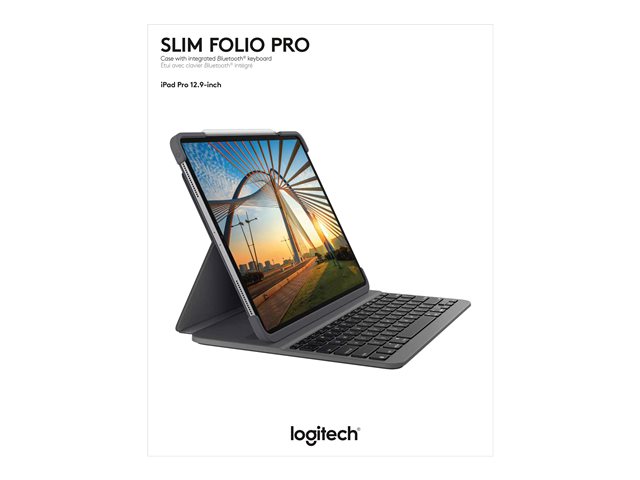 Logitech Slim Folio Pro - keyboard and folio case - AZERTY - French Input Device