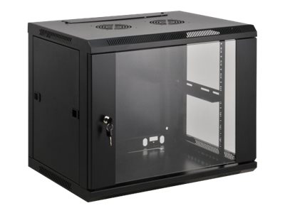 Intellinet Network Cabinet, Wall Mount (Standard), 12U, Usable Depth 500mm/Width 540mm, Black, Assembled, Max 60kg, Metal & Glass Door, Back Panel, Removeable Sides,Suitable also for use on desk or floor,19",Parts for wall install (eg screws/rawl plugs) n