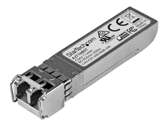 Startech HPE AJ716B Compatible SFP+ Module, 8G Fiber Channel SW, 8GbE Multi Mode (MMF) Fiber Optic Transceiver, LC Connector, 300m, 850nm, DDM, HPE SN4000, SN6500, SN8600B, Mini GBIC - Lifetime Warranty (AJ716BST) - SFP+ transceiver module (equivalent to: