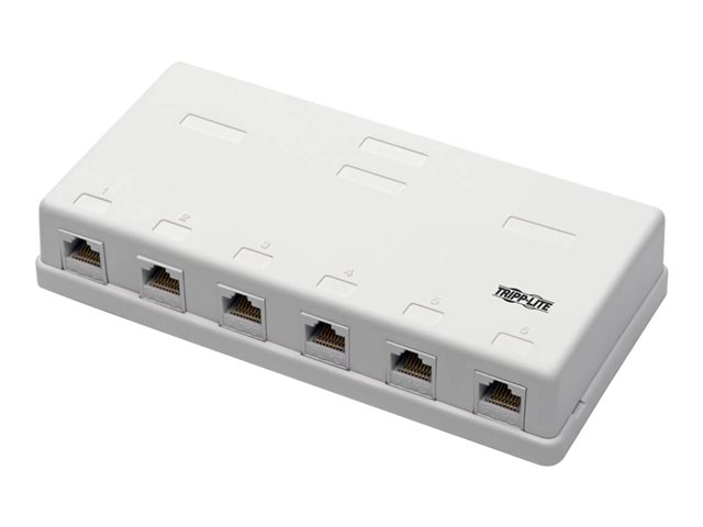 Tripp Lite Pre-Configured Unshielded Cat6 6-Port Surface-Mount Box, 110 IDC, RJ45, White - network surface mount box