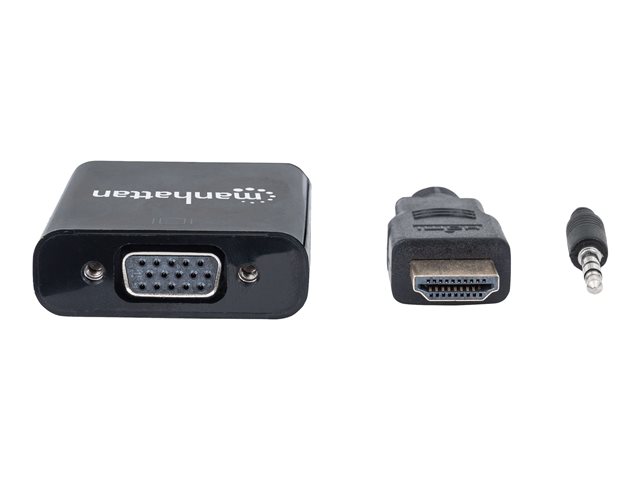 HDMI TO VGA WITH AUDIO CONVERTR 1080P MALE/FEMALE 30CM BLACK PO