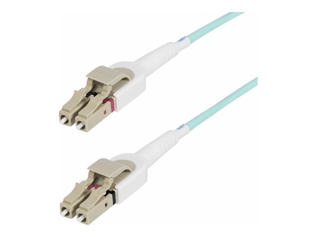StarTech.com 5m (15ft) LC to LC (UPC) OM4 Switchable Fiber Optic Cable 50/125µm, 100G Networks, Toolless Polarity Switching, Low Insertion Loss - LSZH Fiber Patch Cord (450FBLCLC5SW) - patch cable - 5 m - 5 m - aqua