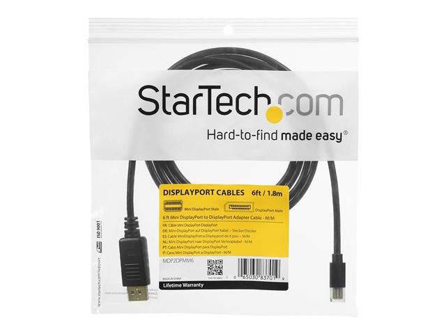 StarTech 3 ft Mini DisplayPort to DisplayPort 1.2 Cable 4k - DisplayPort cable - Mini DisplayPort (M) to DisplayPort (M) - 0.9 m - for P/N: CDP2MDPEC, CDP2MDPFC, CDPVDHDMDP2G, CDPVDHDMDPRG, CDPVDHDMDPSG, CDPVDHMDPDP