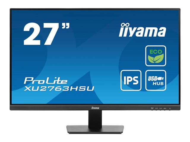 iiyama ProLite XU2763HSU-B1 - LED monitor - 27" - 1920 x 1080 Full HD (1080p) @ 100 Hz - IPS - 250 cd/m² - 1300:1 - 3 ms - HDMI, DisplayPort - speakers - black, matte