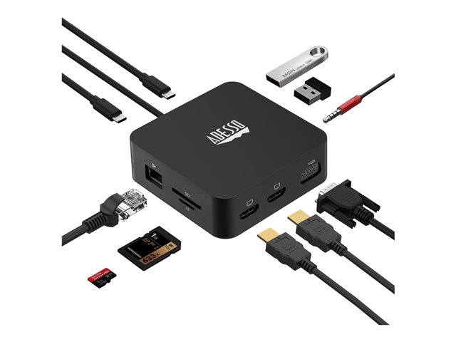 Adesso AUH-4050 - docking station - USB-C - VGA, 2 x HDMI - GigE - TAA Compliant