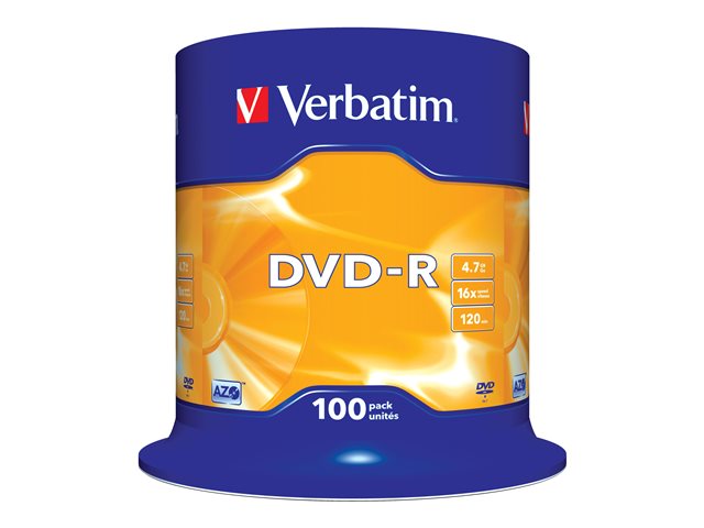 DVD-R 4.7GB 16X SCRATCH RESISTANT 100ER SPINDLE