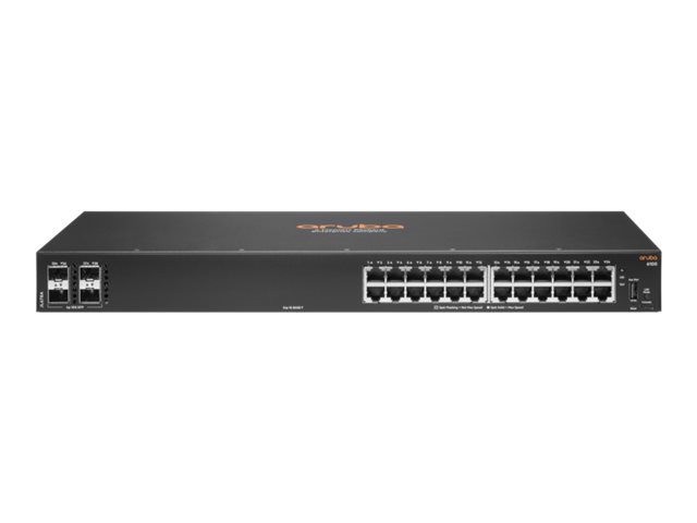 HPE Aruba 6100 24G 4SFP+ Switch - Switch - Managed - 24 x 10/100/1000 + 4 x 1 Gigabit / 10 Gigabit SFP+ - side to side airflow - rack-mountable