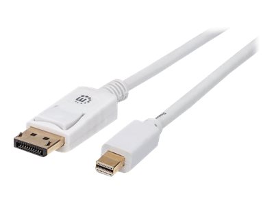 MINI DP TO DISPLAYPORT CABLE 2M 4K/60HZ MALE/MALE WHITE POLYBAG