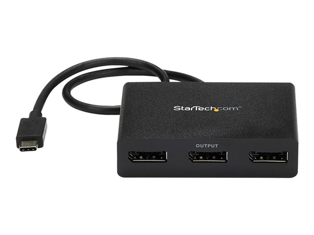 StarTech.com 3 Port Multi Monitor Adapter USB-C to 3x DisplayPort 1.2 Video Splitter USB Type-C to DP MST Hub, Dual 4K 30Hz or Triple 1080p, Compatible with Thunderbolt 3, Windows Only - Multi Stream Transport (MSTCDP123DP) - external video adapter