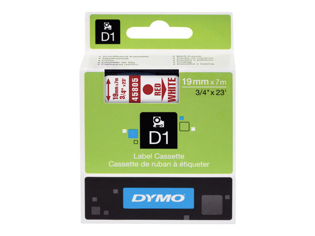 DYMO D1 Tape 19mm Red on white